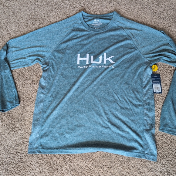Huk Men's Blue Performance Fishing Shirt - Picture 1 of 5